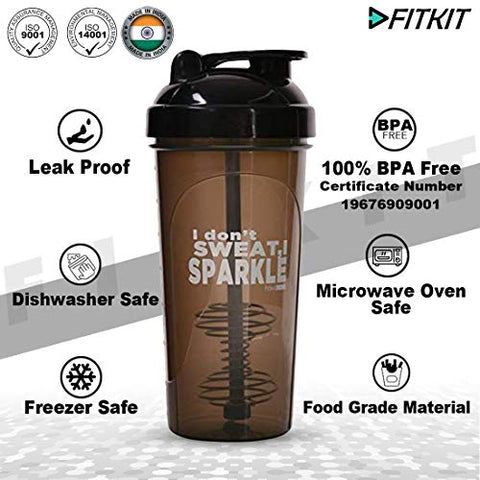 Image of Fitkit Classic Bottle Shaker (700ml, Grey/Black)