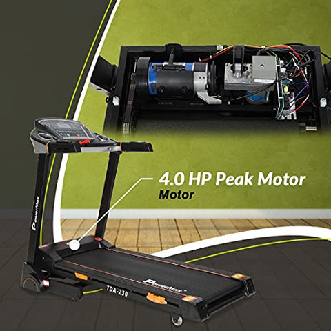 Image of PowerMax Fitness TDA-230 (4HP Peak) Smart Folding Electric Treadmill with Auto Incline, MP3, Speaker, DIY and Virtual Assistance, Exercise Machine for Home Gym and Cardio Training