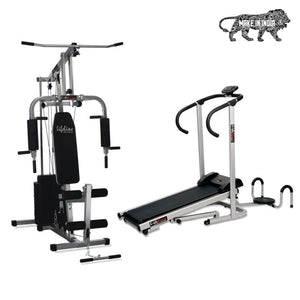Lifeline Fitness HG-002 Multi Home Gym Combo with LT-202 Manual Treadmill 3in1, 72kg Weight Stack