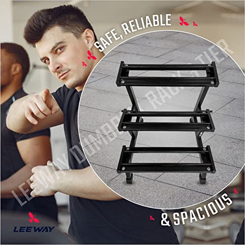 National Bodyline Leeway 3-Tier Dumbbell Weight Rack Storage Stand| Dumbbell Stand & Standard Weight Multilevel Weight Storage Organizer For Home Gym| Dumbbell Rack| Weight Stand, Black (3-Tier Dumbbell Rack)