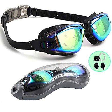 Image of PrimAlite Swimming Goggles Silicone Anti-Fog, UV Protection for Adults Men Women Kids with Protection Case Kit- No Leaking Swim Glasses Professional Adjustable Strap Comfort fit- Aqua Black