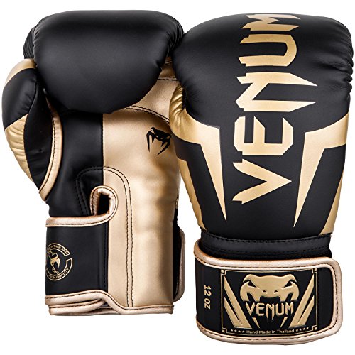 Venum Elite Boxing Gloves - Black/Gold - 12oz