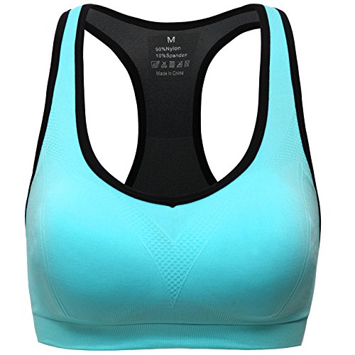 MIRITY Women Racerback Sports Bras - High Impact Workout Gym Activewear Bra Color Blue Size 3XL