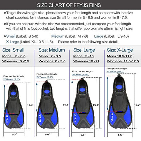 Image of F FYJS Short Swim Fins,Travel Size Diving Flippers with Mesh Carrying Bag for Adult Men Womens