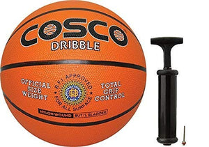 Cosco Rubber Basketball with Hand Pump, Size 7 (Multicolour)