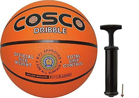 Image of Cosco Rubber Basketball with Hand Pump, Size 7 (Multicolour)