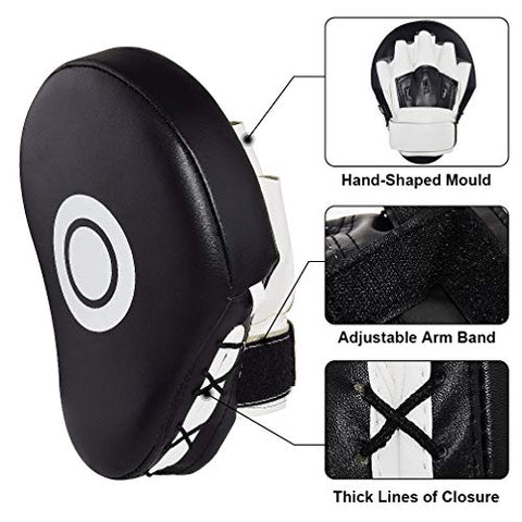 Image of TLBTEK 2PCS Black Curved Punching Mitts Boxing Pads Hand Target Boxing Pads Gloves Training Focus Pads Kickboxing Muay Thai MMA Martial Art UFC Punch Mitts for Kids,Men & Women