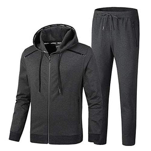 INVACHI Mens Academy Athletic Tracksuit Full Zip Running Jogging Sports Active Wear Jacket and Pants Set (Grey 08, XX-Larg)