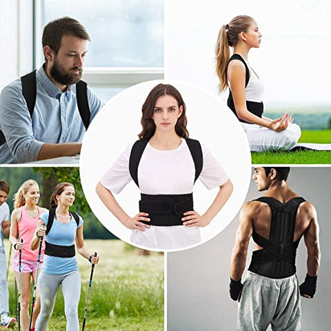 Image of QOZWEID Posture Corrector for Men Back Support Belt for Pain Relief for Women Adjustable Upper Back Straightener Shoulder and Chest Brace (L)