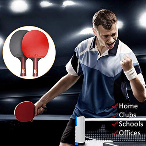 Image of Number-one Ping Pong Set Portable Table Tennis Set Ping-Pong Game Pingpong Racket Set for Table Tennis Training with 4 Table Tennis Bats/Rackets/Paddles, 8 Ping-Pong Balls, 1 Retractable Table Tennis