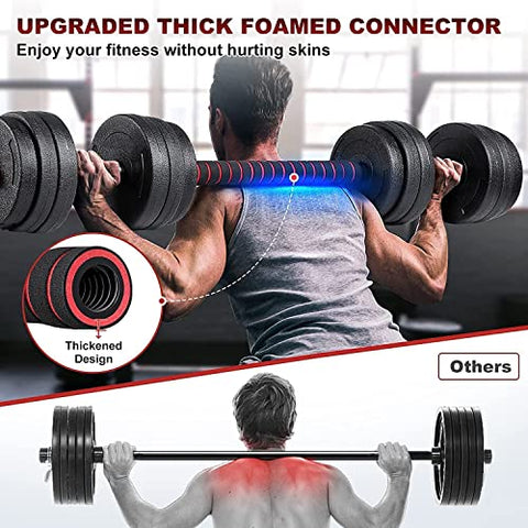 Image of KAKSS Adjustable Dumbbell Set PVC Dumbbell and Rod Set for Home Gym Workout with Extension Barbell Rod (20KG(2.5kg*4pc/5kg*2pc)