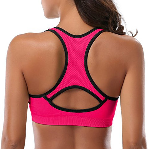 Image of MIRITY Women Racerback Sports Bras - High Impact Workout Gym Activewear Bra Color Hotpink Size 3XL