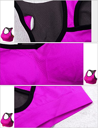 Match Women Wirefree Padded Racerback Sports Bra for Yoga Workout Gym Activewear #0001, 1 Pack of 3(plum), M (32C, 32D, 34C, 34D, 36B, 36C)