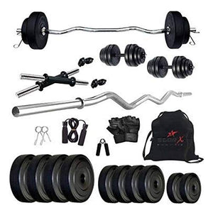 StarX 20kg Home Gym Combo with 3ft Road and Accessories, Black