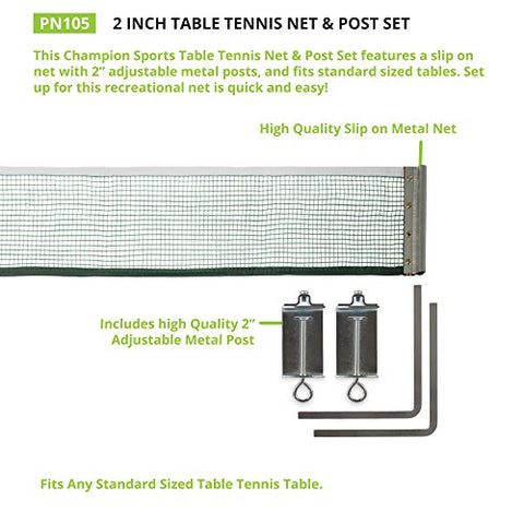 Image of Champion Sports Table Tennis Net & Post Set, 2"