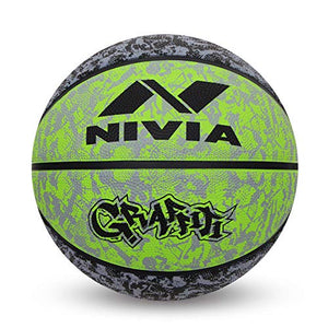 Nivia Graffiti Rubber Basketball - Size: 7 (Green)