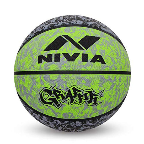 Image of Nivia Graffiti Rubber Basketball - Size: 7 (Green)