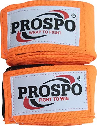 PROSPO Florescent Orange Boxing Mexican Stretch, Handwraps, Spandex Bands, Hand Bandage Protectors (180 Inch - Pack of 1 Pair).