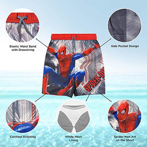 Image of Marvel Avengers Spider-Man Little Boys Swim Bathing Suit Red/Blue 7