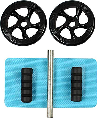 Image of WideWings Anti Skid Double Wheel Total Body AB Roller Exerciser for Abdominal Stomach Exercise Training with Knee Mat Steel Handle for Men and Women