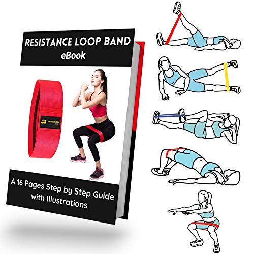 Hobbiesforlife Anti Slip Resistance Loop Bands for Workout with Exercise Bands ebook and Carrybag. Resistance Bands for Workout for Men and Women for Toning Hips Thighs and Legs(Red)