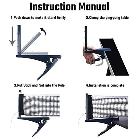 Image of Yiliaw Collapsible Table Tennis Net Professional Steel Pingpong Net Clip Grip Mesh Training Competition Portable Tension Adjustable Post，for Adults & Kids