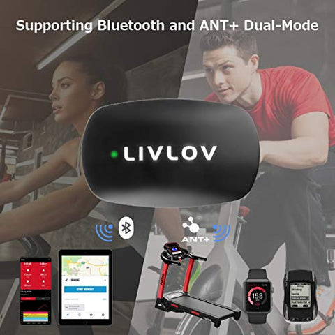 Image of LIVLOV V6 Heart Rate Monitor Chest Strap Fitness Tracker IP67 Waterproof for Wahoo, Polar Beat, Strava, Zwift, Nike+ Run Club, Support Bluetooth 5.0 and ANT+, iPhone & Android Compatible