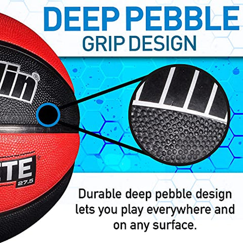 Image of Franklin Sports Grip-Rite 1000 Youth Basketball ‚ Durable Basketball ‚ Junior Size Basketball for School, Camp, Home Basketball Practice ‚ Indoor and Outdoor Basketball ‚ Black/Red ‚27.5"
