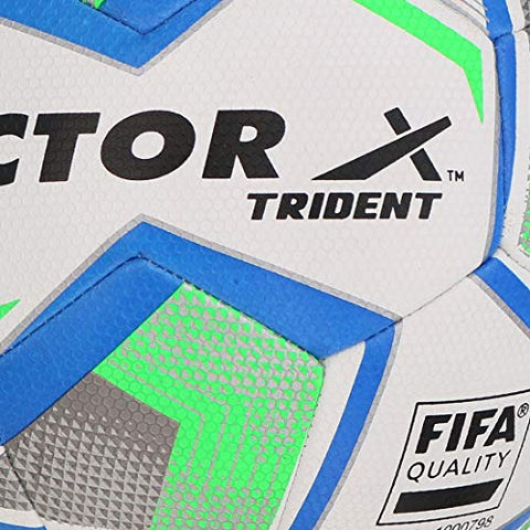 Image of Vector X Trident Thermofusion FIFA Quality Rubber Football, Size 5 (White-Blue-Green)