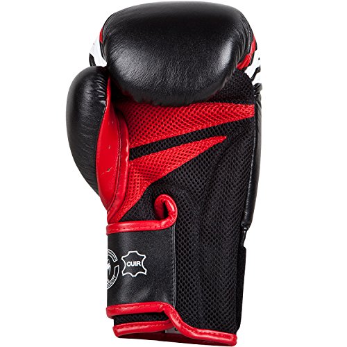 Venum "Sharp Boxing Gloves Nappa Leather, Black/Ice/Red, 16-Ounce