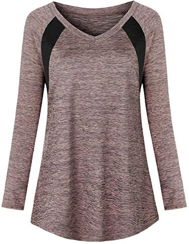 Image of Zugeet Workout Tops for Women V Neck Yoga Running Shirts Long Sleeve Athletic Activewear Hiking Sports Mesh Tees, Twilight L