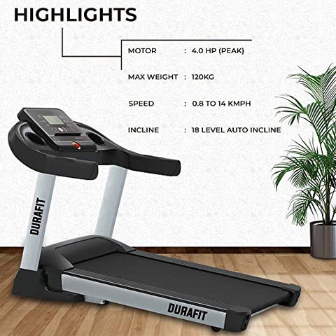 Image of Durafit - Sturdy, Stable and Strong Durafit Surge | 4 HP Peak DC Motorized Foldable Treadmill | Auto Incline | Home Cardio | Max Speed 14 Km/Hr | Max User Weight 120 Kg | Black