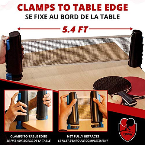 Image of T2 Test Example Ping Pong Nets, Table Tennis Nets Adjustable Retractable Net Ping Pong Replacement Net, Mobile Travel Holder - Adjustable Length