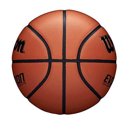 Wilson Rubber with Pebbled Composite Leather Evolution Indoor Game Basketball, Official Size (29.5"), Black, Orange