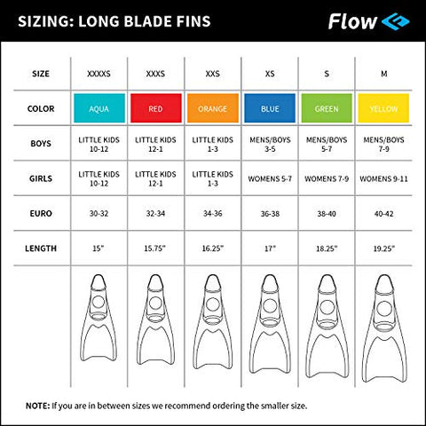 Image of Flow Long Swim Fins for Swimming Training - Youth Sizes for Kids (M 7-9 (Yellow))