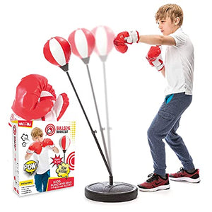 whoobli Punching Bag for Kids Incl Boxing Gloves | 3-8 Years Old Adjustable Kids Punching Bag with Stand | Boxing Bag Set Toy for Boys & Girls