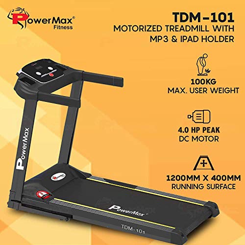PowerMax Fitness TDM-101 2HP (4HP Peak) Motorized Treadmill with Free Installation Assistance, Home Use & Automatic Programs