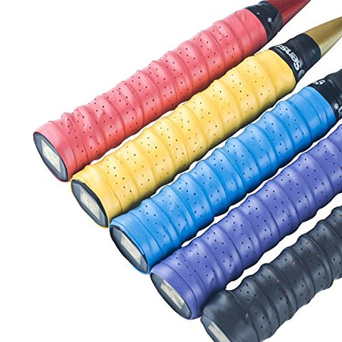 Image of Senston New Racket Grip Anti Slip Perforated Super Absorbent Tennis/Badminton Overgrip-, Multicolour -5 pack