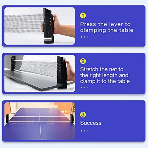 Image of Adhafera Ping Pong Net,Upgraded Protable Retractable Table Tennis Net for Dining Table,Family Competition and Garden Games (Black)