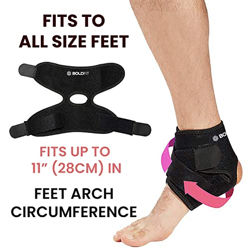 Boldfit Premium Ankle Support Compression Brace for Injuries, Ankle Protection Guard Helpful In Pain Relief and Recovery. Ankle Band For Men & Women (Free Size), Black, (AnkleSupportB)