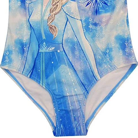 Image of Disney Frozen Elsa Little Girls One Piece Bathing Suit Blue/White 5-6