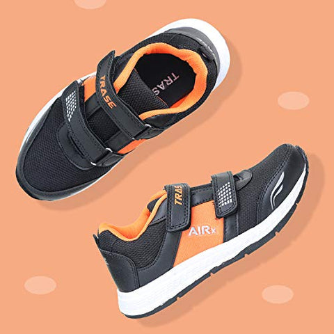 Image of TRASE Boys Black Orange Running Shoes - 11 UK (Kids)