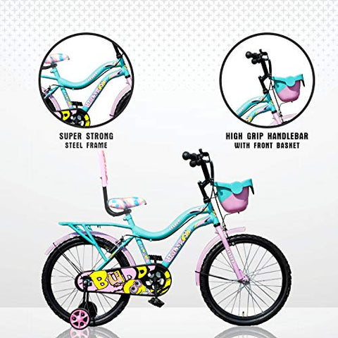 Image of Leader Kids Buddy 20T Inches Carbon steel Frame Cycle For Unisex (5 to 9 Years, Sea Green/Light Blue)