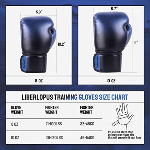 Image of Liberlupus Youth Boxing Gloves for 10-18, Teens Boxing Gloves with Gradients, 2 Sizes, Teenagers Junior Kids Boxing Gloves for Punching Bag, Kickboxing, Muay Thai, MMA (Black Blue, 8 oz)