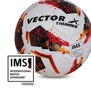 Vector X THUNDER Rubber Hand Stiched IMS (International Match Standard) Football, Size 5 (White-Orange-Black)