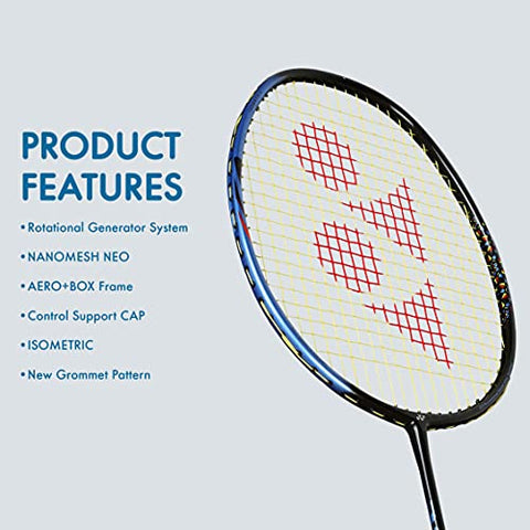 Image of YONEX Graphite Badminton Racquet (Smash Black Ice Blue , G4, 73 Grams, 28 Lbs Tension)
