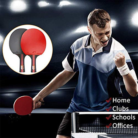 Image of Allnice Ping Pong Paddle Set with Balls, 2 Rackets and 3 Ping Pong Balls Table Tennis Set with Carry Case for Beginners, Professionals, Trainers and Amateurs, Indoor or Outdoor Play