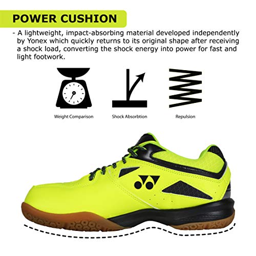 YONEX SHB 36EX Men's Microfiber Non Marking Power Cushion Badminton Shoes, (Bright Yellow, 9 UK)