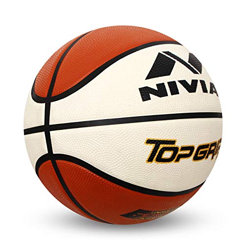 Nivia TOP GRIP 2.0 Rubber Basketball ( Size: 7, Color : White/Brown, Ideal for : Training/Match )