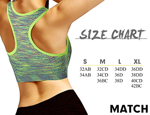 Match Women Wirefree Padded Racerback Sports Bra for Yoga
